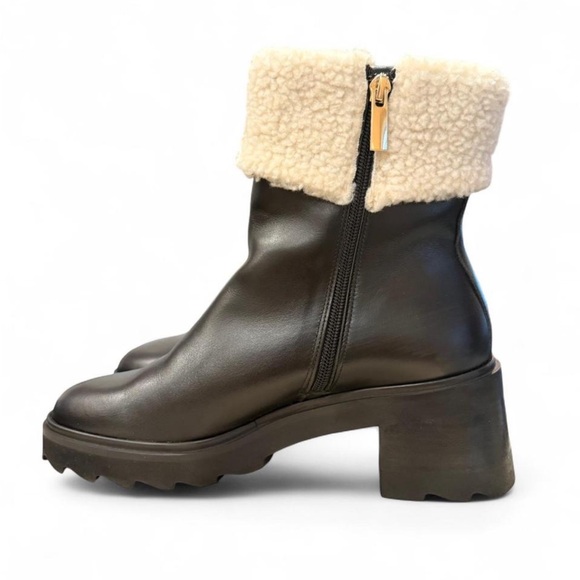 bobbies Aïko Italian Leather Healed Boot with Sherpa Cuff - Picture 5 of 11